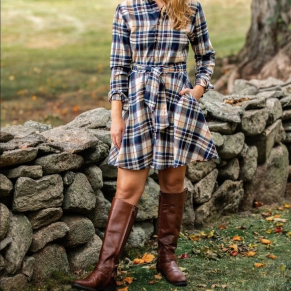 KJP Kiel James Patrick Cozy Cabin Plaid Flannel Acorn Harvest Dress - Picture 5 of 5